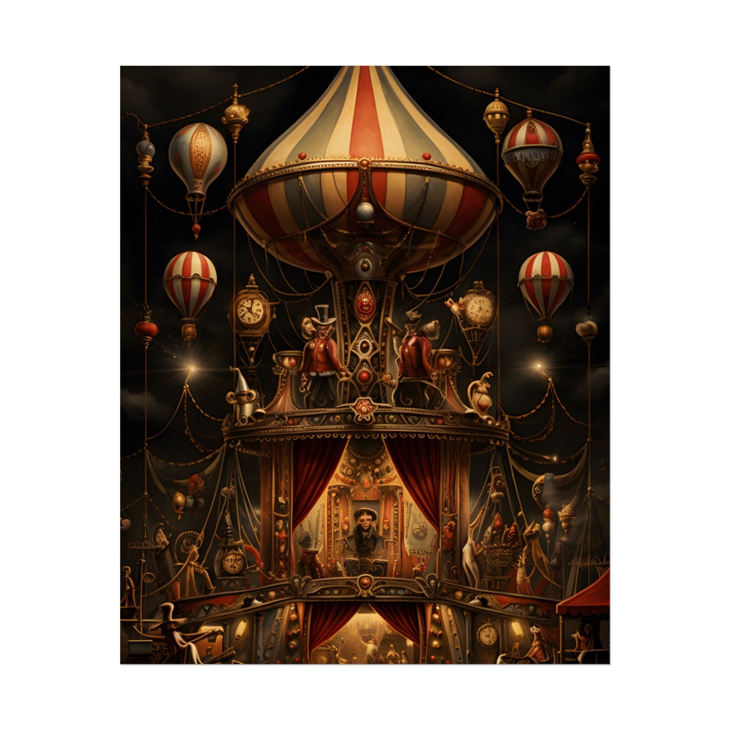 Whimsical Clockwork Circus: A Fantastical Artwork - Poster