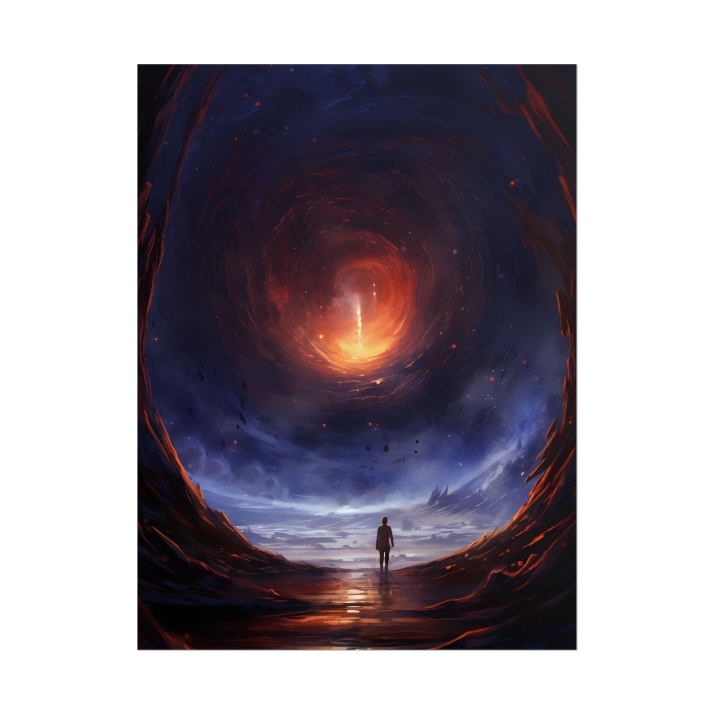 Mysterious Black Hole Cosmos: Space Art with Planetary Orbits - Poster