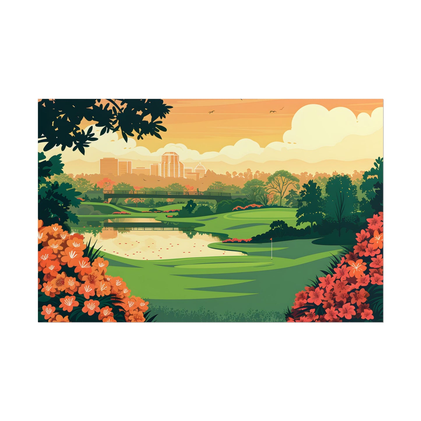 Retro Golf Illustration: Augusta National Georgia - Poster