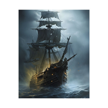 Ghostly Pirate Voyage: Historic Sea Travel Digital Art - Poster