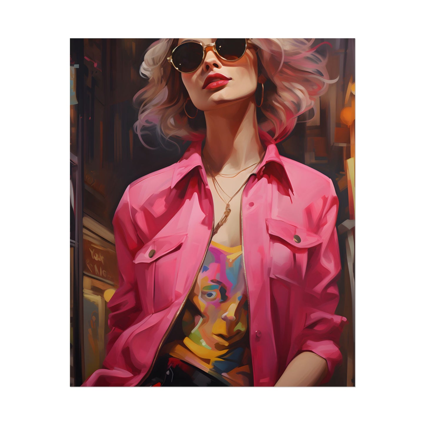 Urban Fashionista: City Chic Style Portrait - Poster