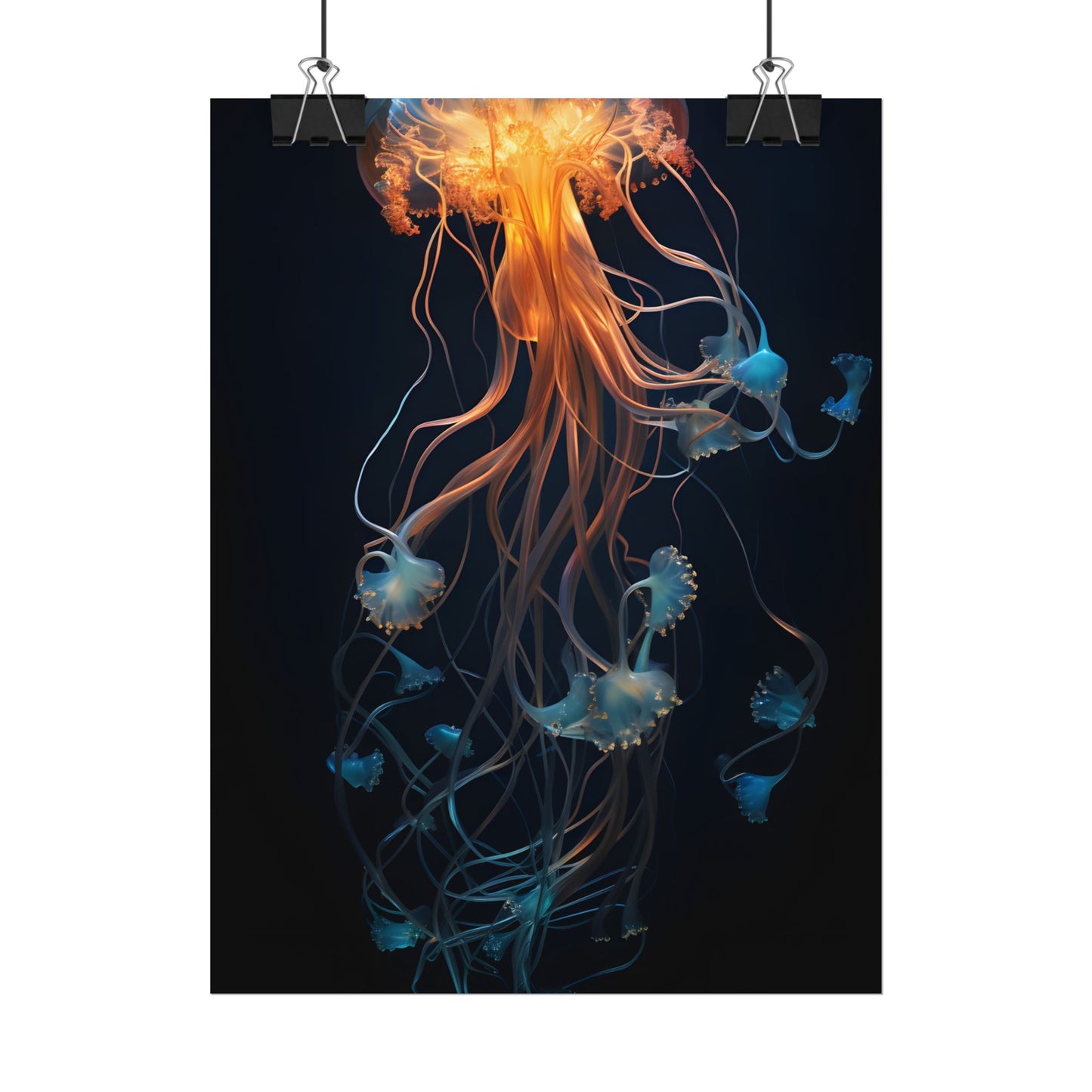 Bioluminescent Oceanic Ballet: Mesmerizing Underwater Scene Artwork - Poster