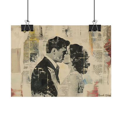 Vintage Romance: Celebratory Couple Art Poster - Poster