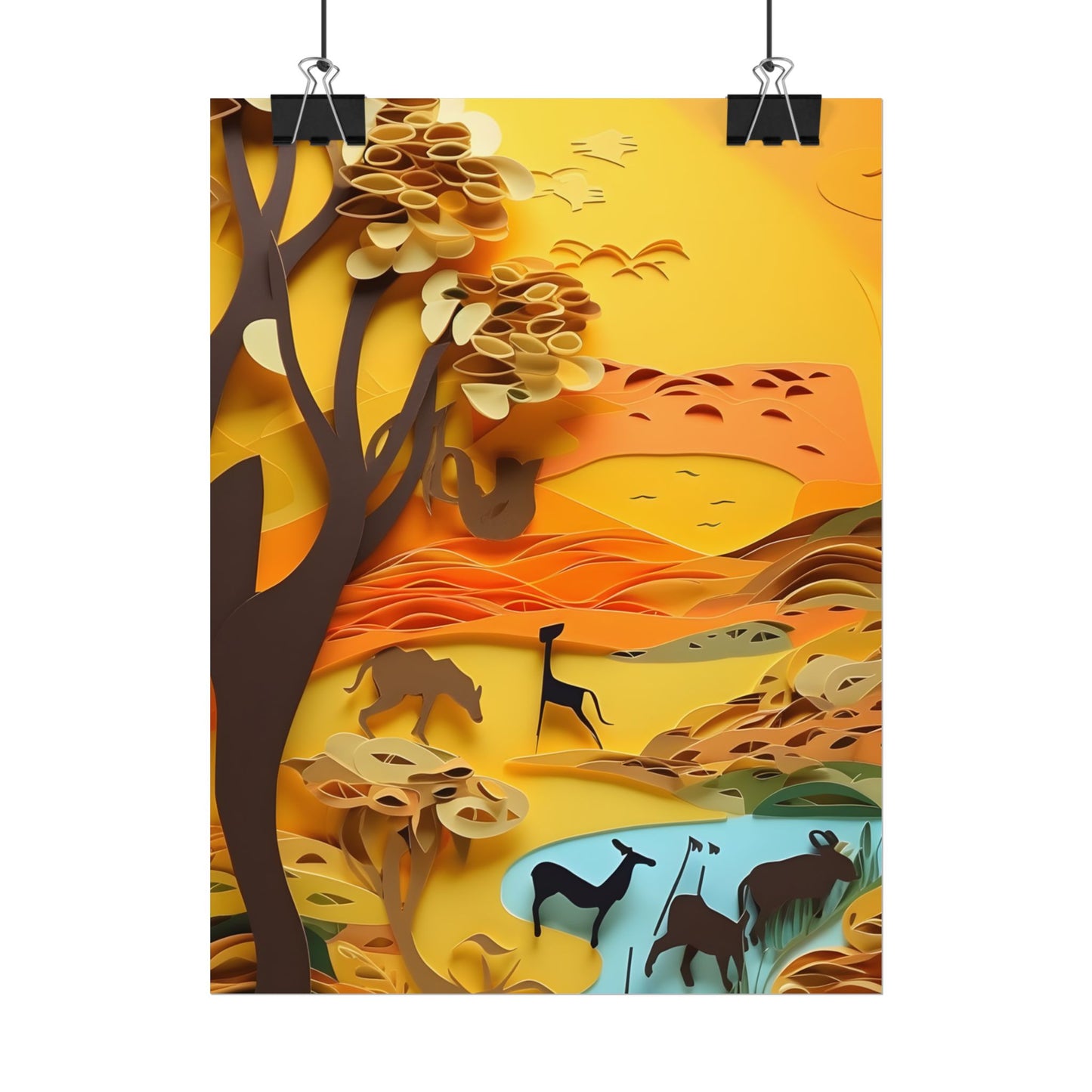 Vibrant African Landscape: Paper Quilling Art - Poster