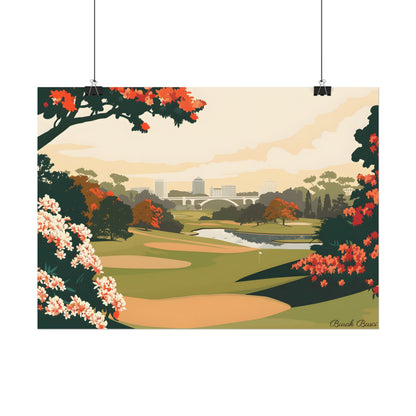 Retro Golf Illustration: Classic Course Art - Poster