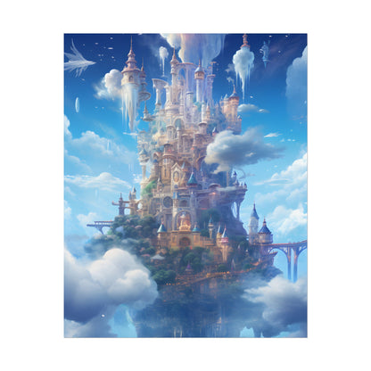Floating City in Celestial Fantasy Realm: Dreamlike Digital Art - Poster