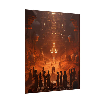 Vibrant Futuristic Tribal Gathering: Digital Art - Poster