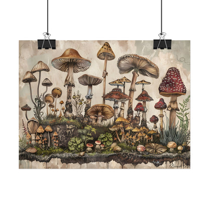 Vintage Mushroom Illustrations: A Collection of Unique Fungi - Poster