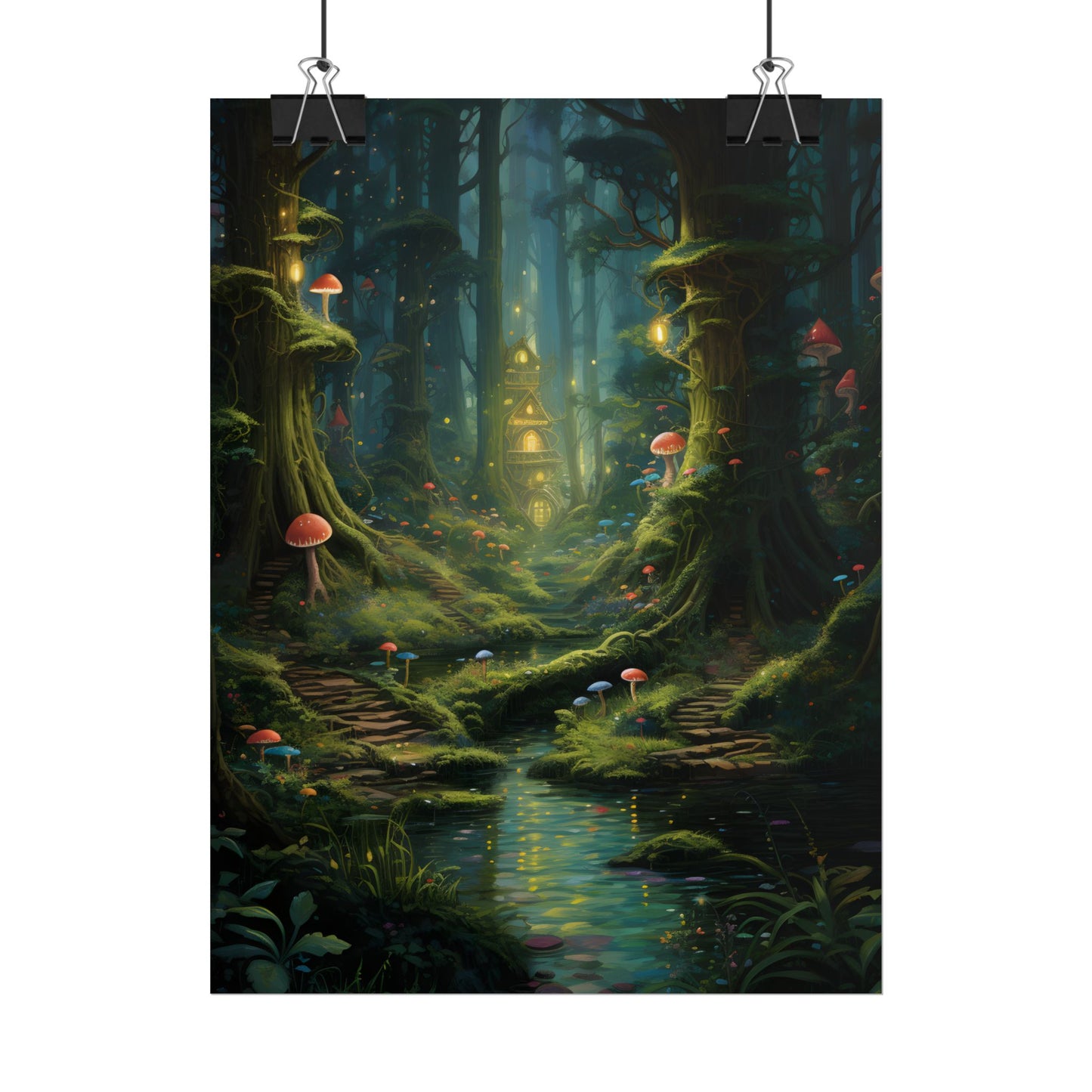 Enchanted Forest: Grimm's Fairy Tale Characters in Serene Woods - Poster