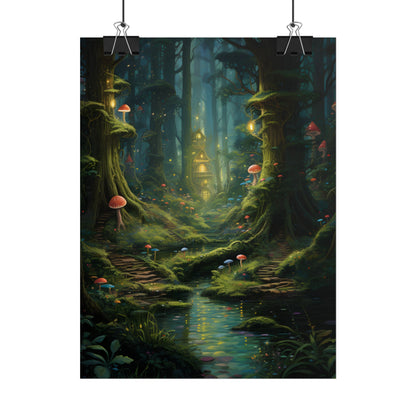 Enchanted Forest: Grimm's Fairy Tale Characters in Serene Woods - Poster