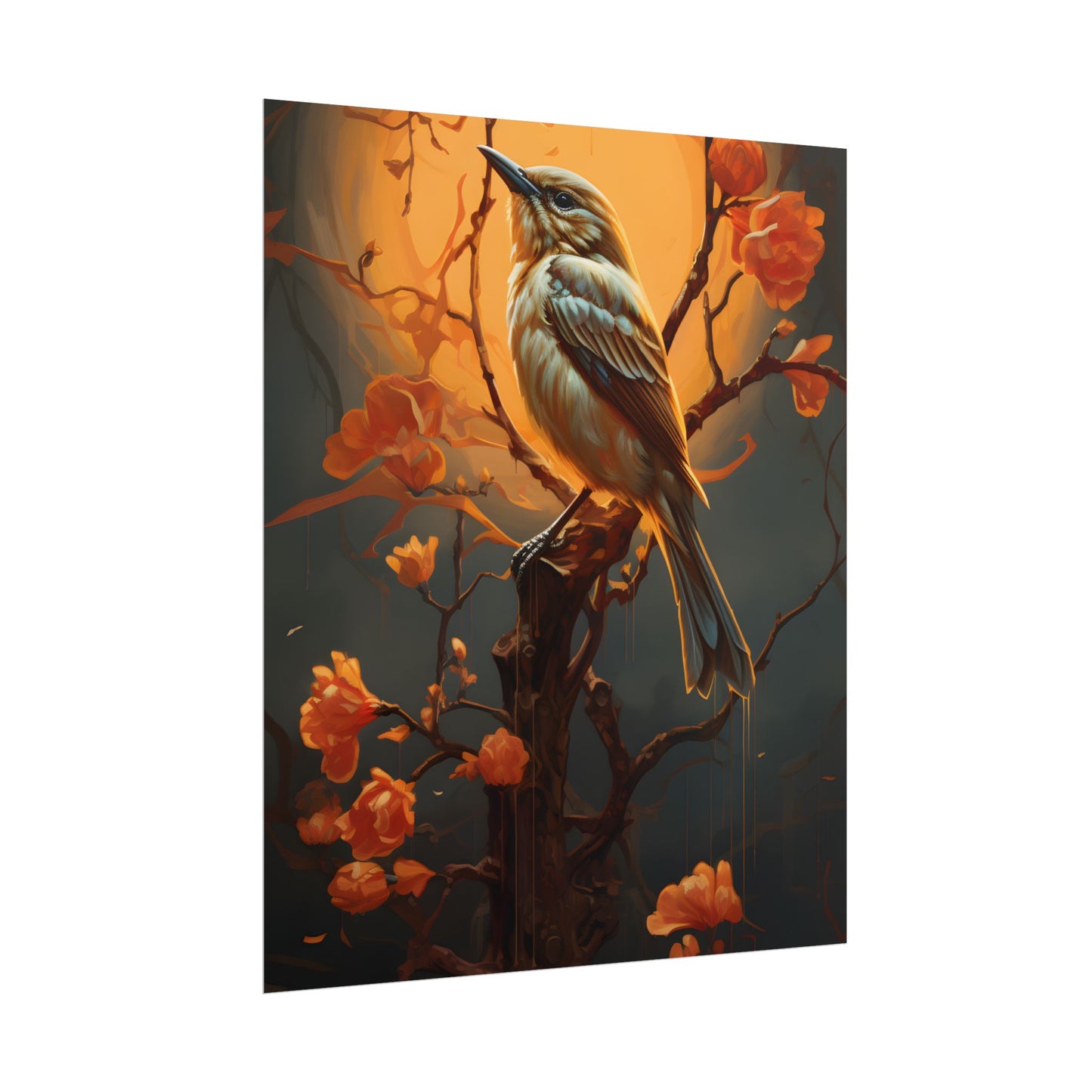 Enigmatic Songbird Guardian: Urban Artwork - Poster
