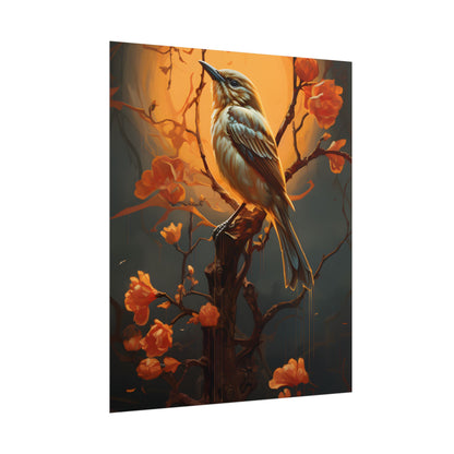 Enigmatic Songbird Guardian: Urban Artwork - Poster