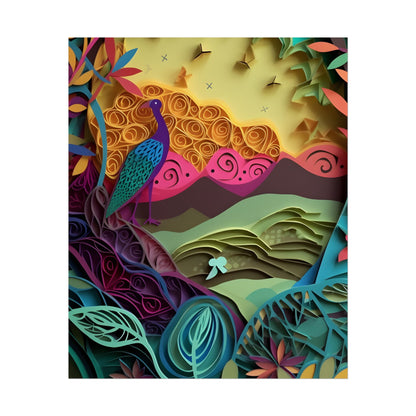 Vibrant Indian Quilling Art: Traditional Landscape Decoration - Poster