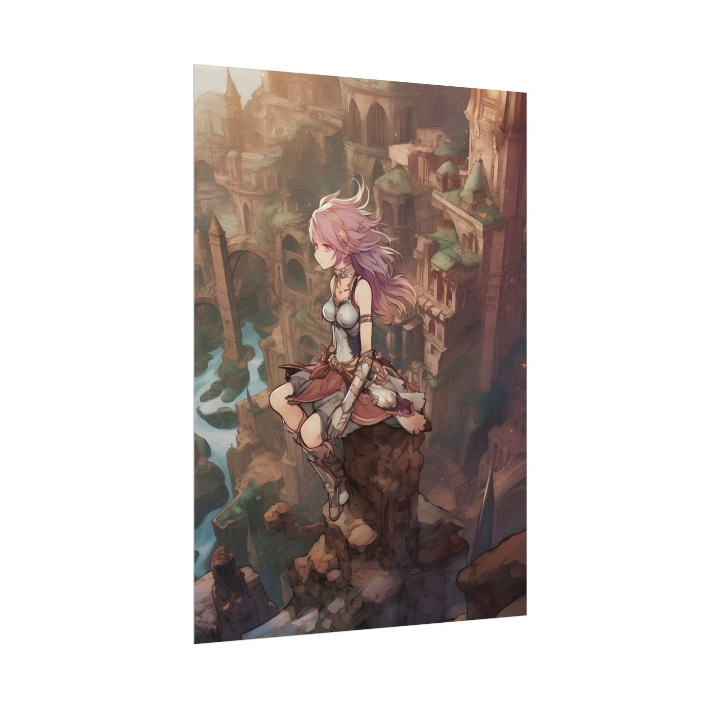 Dramatic Anime Feather: Detailed Urban Artwork - Poster
