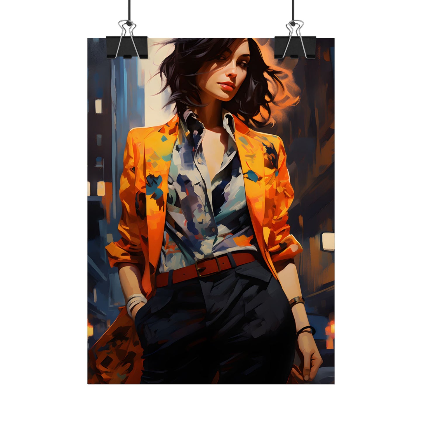 Urban Youthful Portrait: Fashionable City Style Digital Art - Poster