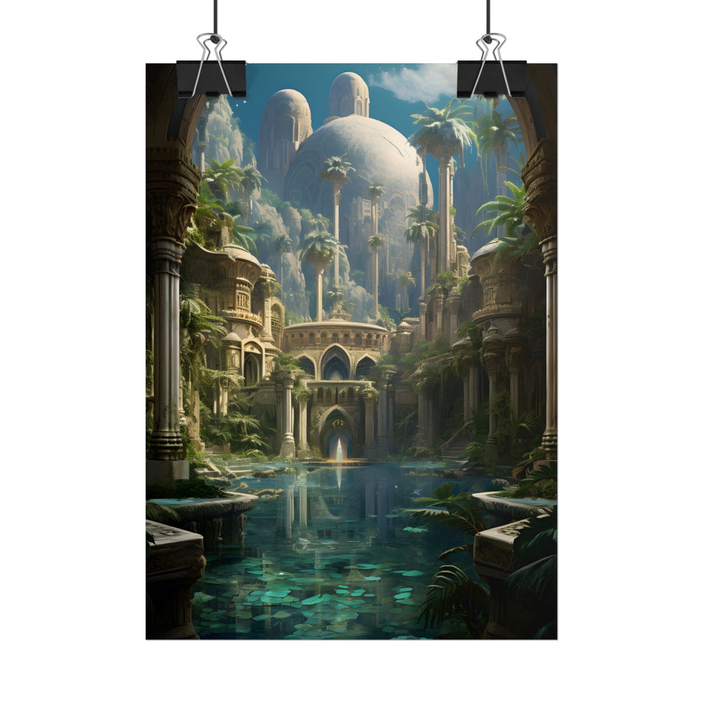 Majestic Desert Oasis: Arabian Nights-Inspired Bird's Eye View - Poster