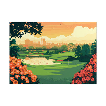 Retro Golf Illustration: Augusta National Georgia - Poster