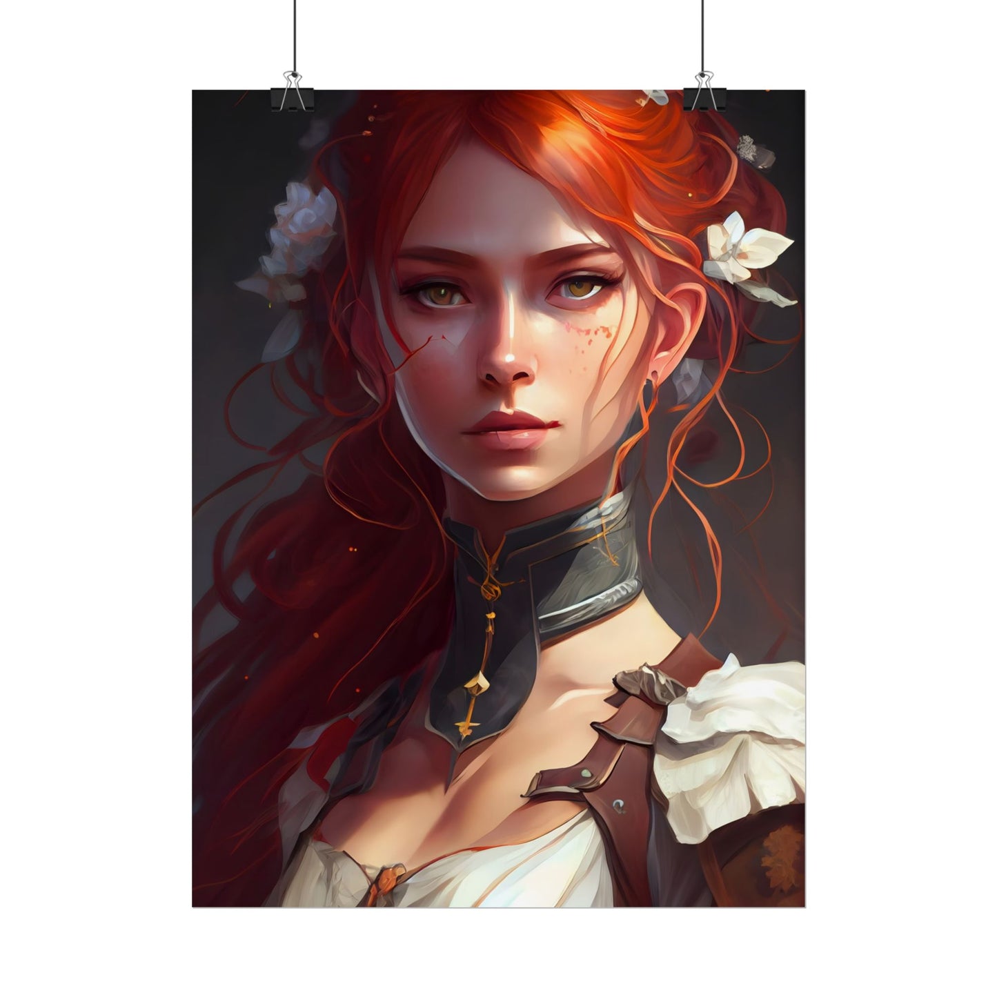 Redheaded Beauty: Formal Portrait in Dark Dress - Poster