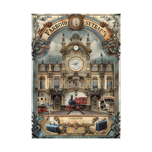 Vintage Farhampton Train Station Sign: Artwork - Poster