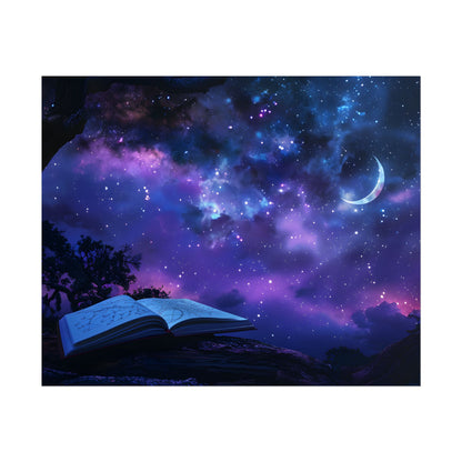 Mystical Night Sky: Stars and Crescent Moon - Poster