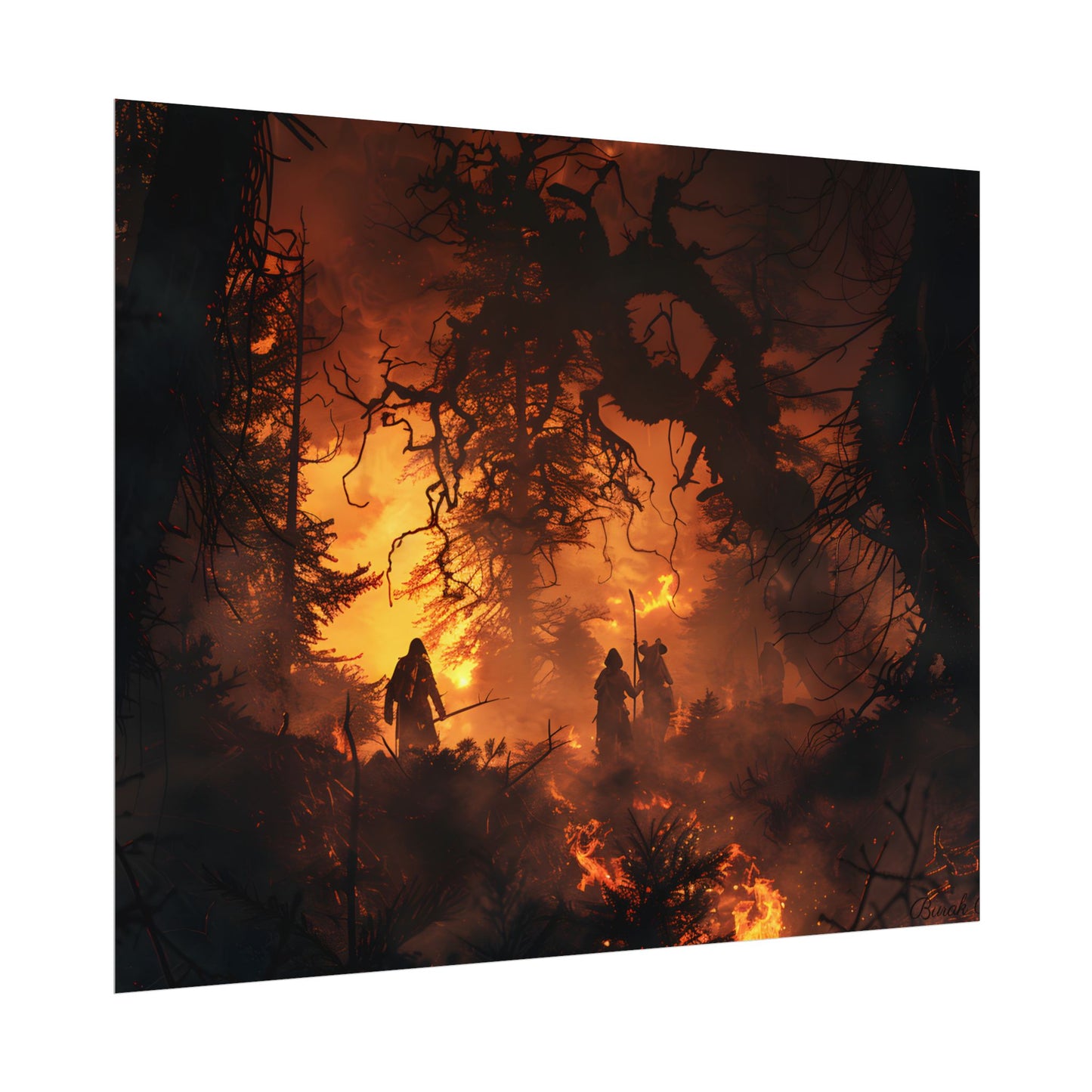 Misty Sunset Forest: Group Gathering - Poster