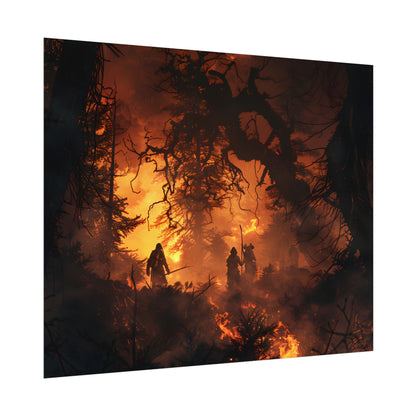 Misty Sunset Forest: Group Gathering - Poster
