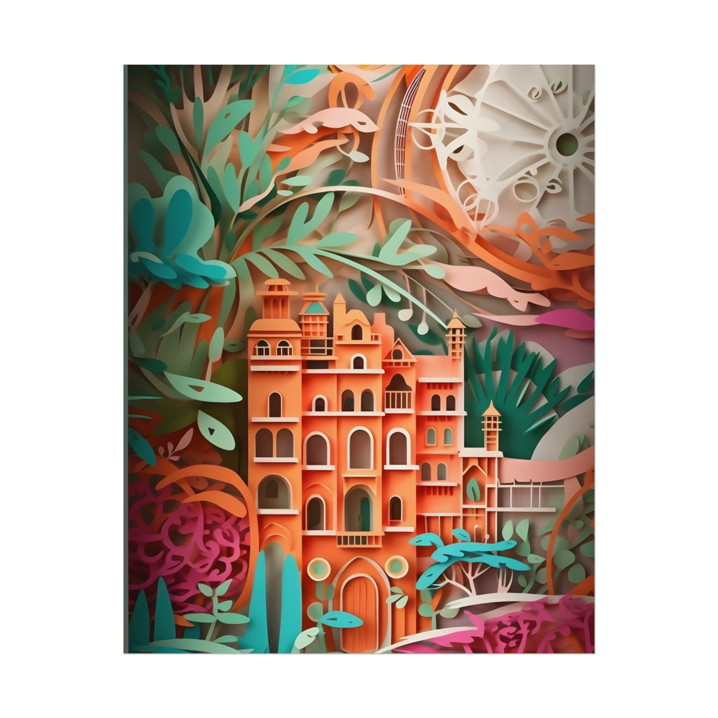 European Paper Quilled Landscape: Artistic Craftsmanship - Poster