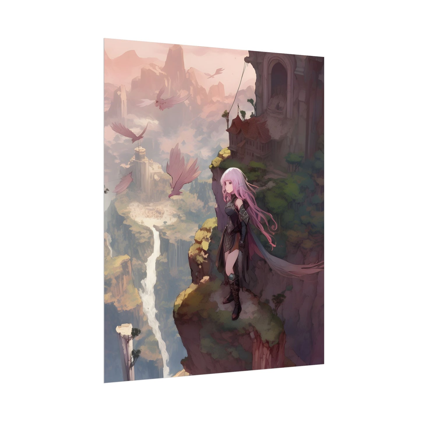 Dramatic Anime Bird: Colorful Birds Eye View - Poster
