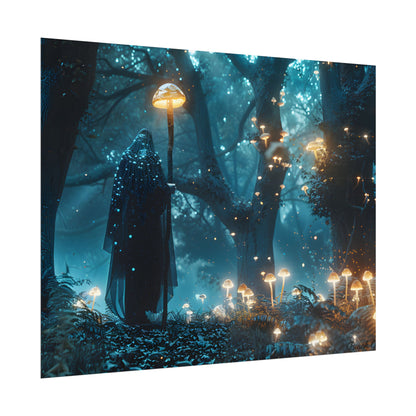 Whispers of Ancient Magic in a Moonlit Mystical Forest - Poster