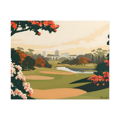 Retro Golf Illustration: Classic Course Art - Poster