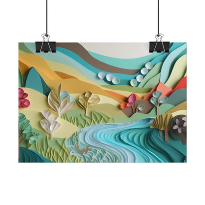 Magical Peaceful Beach: Realistic Paper Quilling Art - Poster