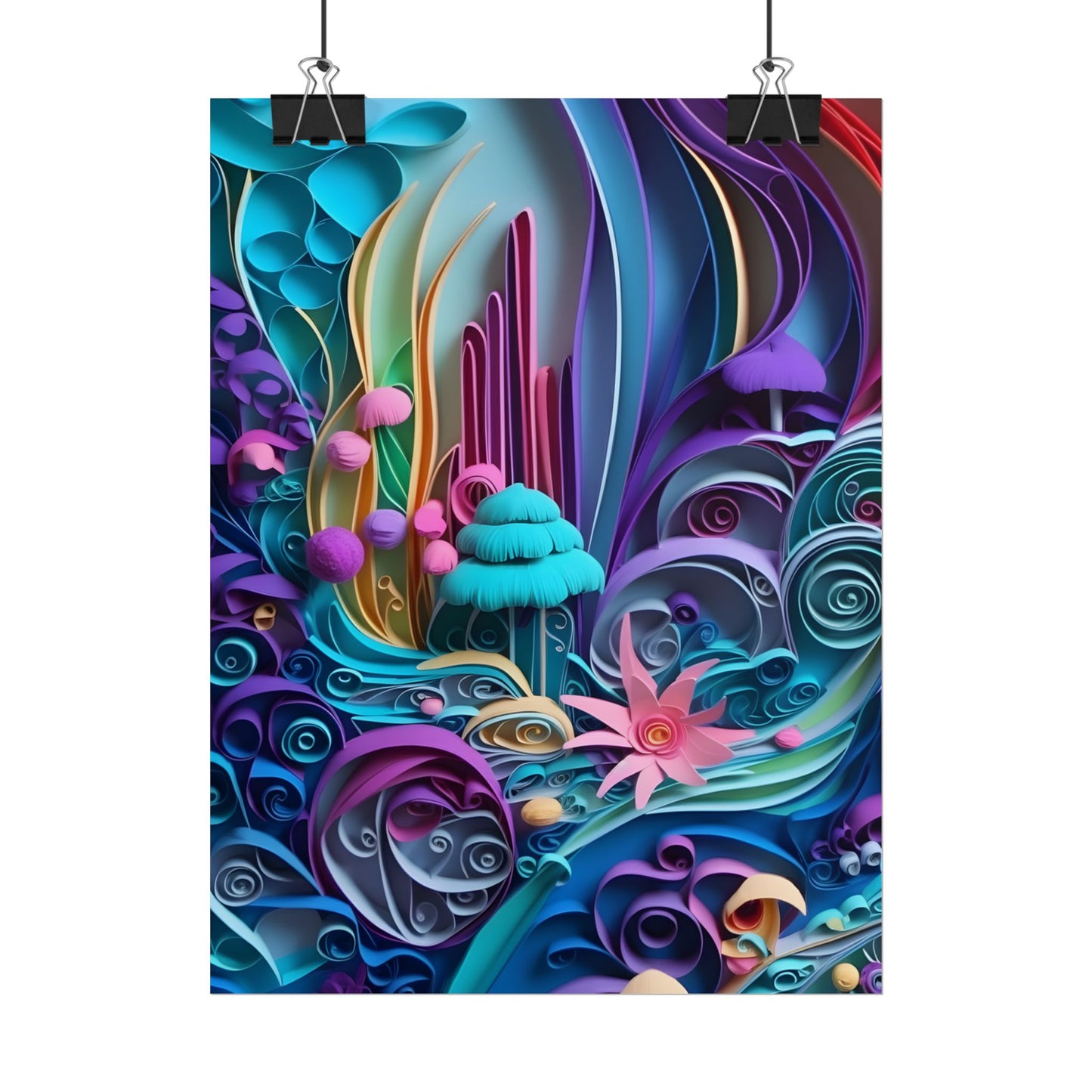 Vibrant Beach Landscape: Paper Quilling Artwork - Poster