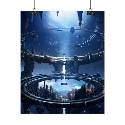 Aetherial Space Station: Massive, Futuristic Space Station in Orbit - Poster