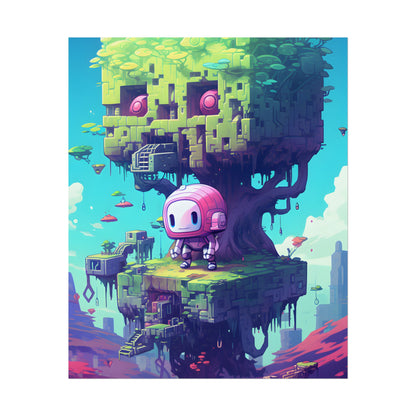 Futuristic Pixel Art: Cyber-Pet Adventure - Poster