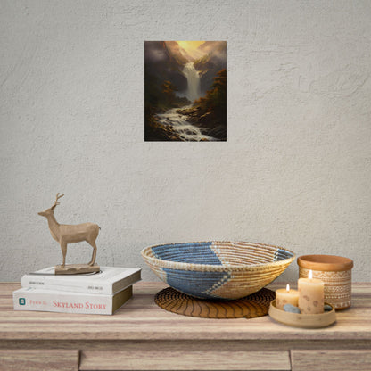 Breathtaking Waterfall: Nature's Beauty in Oil Painting - Poster