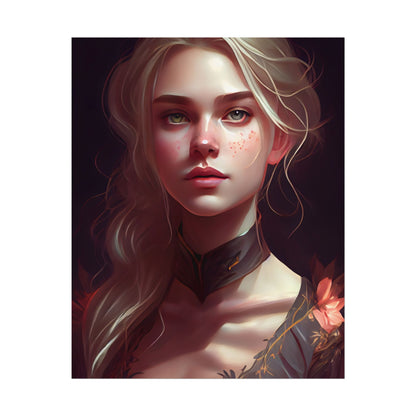 Astonishing Blonde Portrait: Artistic Beauty in Darkness - Poster