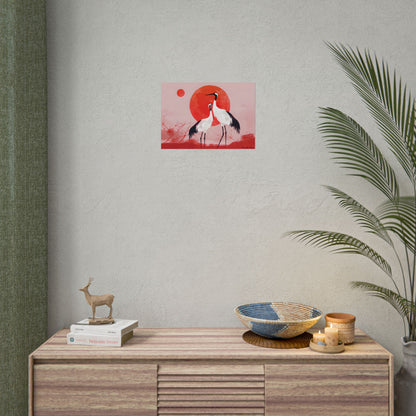 Peaceful Crane Sanctuary: Serene Landscape Nature Art - Poster