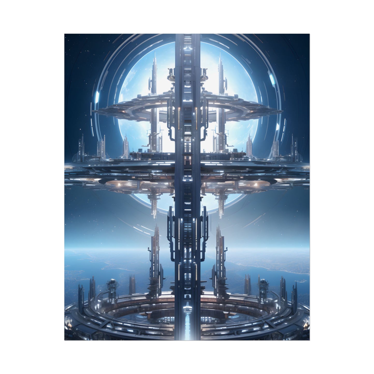 Massive Orbital Space Station: Detailed Artwork - Poster