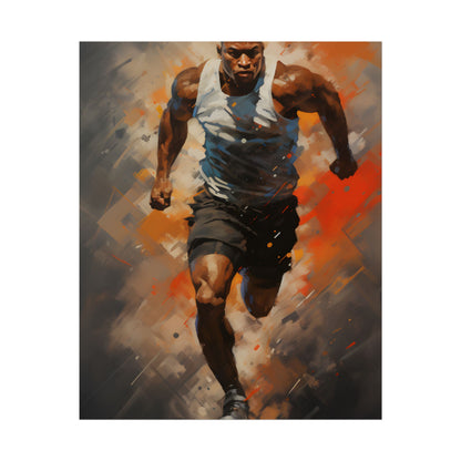 Passionate Athlete in Motion: Dynamic Portrait Artwork - Poster