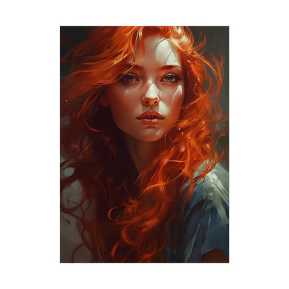 Redhead Female Portrait: Realistic Digital Artwork - Poster