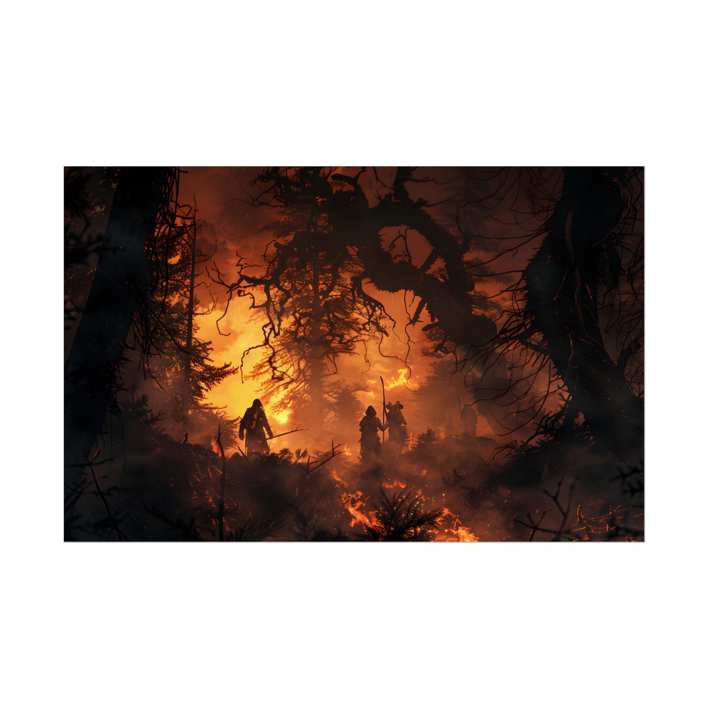 Misty Sunset Forest: Group Gathering - Poster