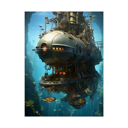 Steampunk Oceanic Adventure: Crew Sails the Horizon - Poster