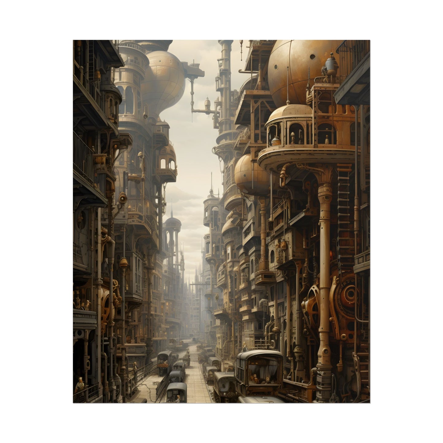 Steampunk Cityscape: A Glimpse into Jules Verne's Paris - Poster