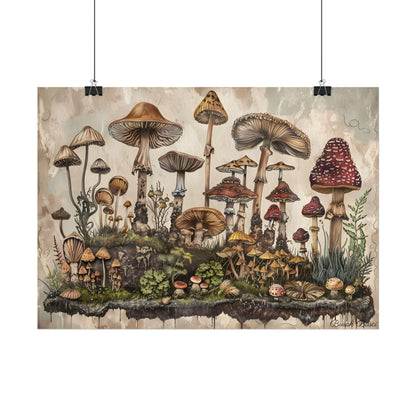 Vintage Mushroom Illustrations: A Collection of Unique Fungi - Poster