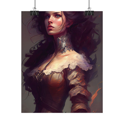 Lovely Brown Hair Portrait: Stunning Female Art - Poster