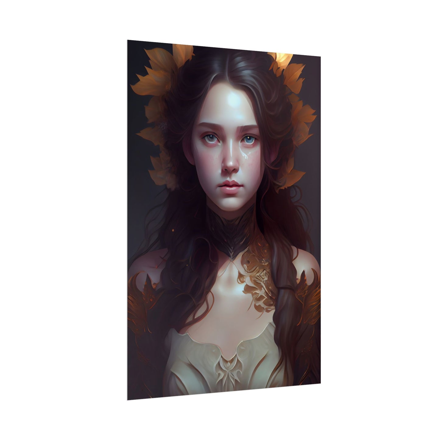Brown Hair Female Portrait: Artistic Style Digital Art - Poster