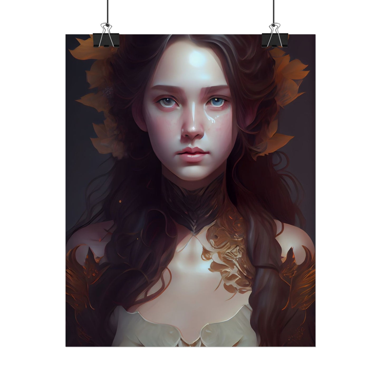 Brown Hair Female Portrait: Artistic Style Digital Art - Poster