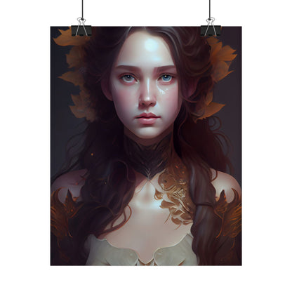 Brown Hair Female Portrait: Artistic Style Digital Art - Poster