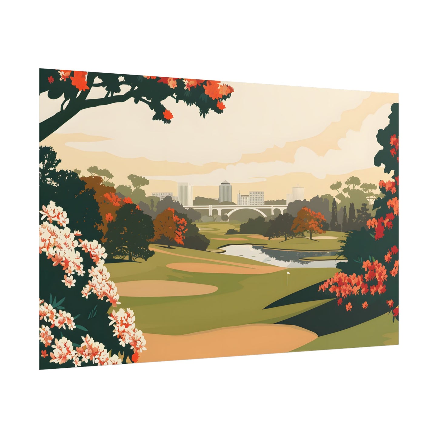 Retro Golf Illustration: Classic Course Art - Poster
