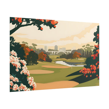 Retro Golf Illustration: Classic Course Art - Poster